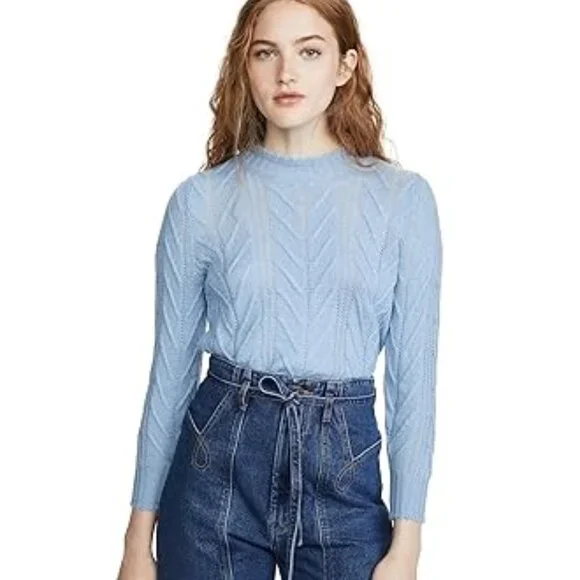 EUC Joie Tenzin Cashmere Wool Mock Neck Sweater Thistle Blue Size XS - Picture 2 of 5